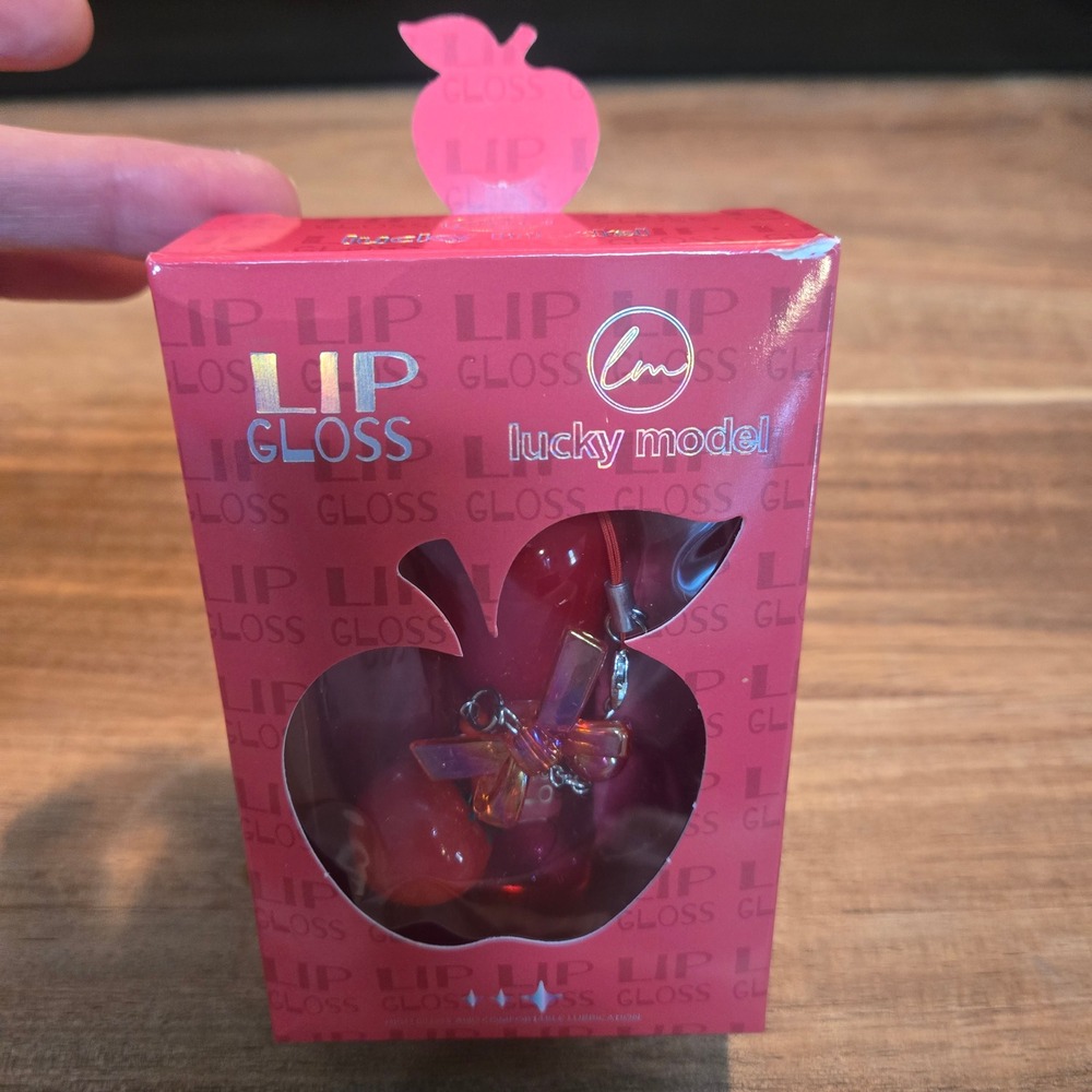 Lucky Model Lip Gloss Red Apple Shape Novelty Bottle with Bow Apple Charm Y2K